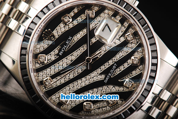 Rolex Datejust Automatic Movement Swiss Coating with Black Diamond Bezel and Diamond Dial - Click Image to Close